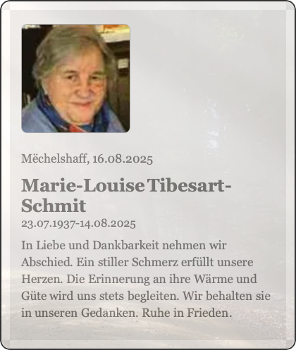 Traueranzeige für Marie-Louise Tibesart-Schmit
