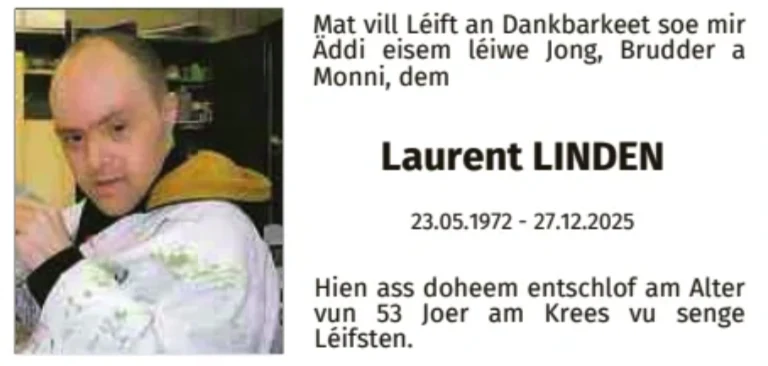 Traueranzeige für Laurent Linden
