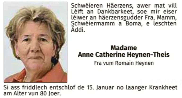 Traueranzeige für Catherine Heynen-Theis
