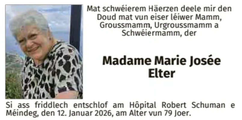 Traueranzeige für Marie Josée Elter