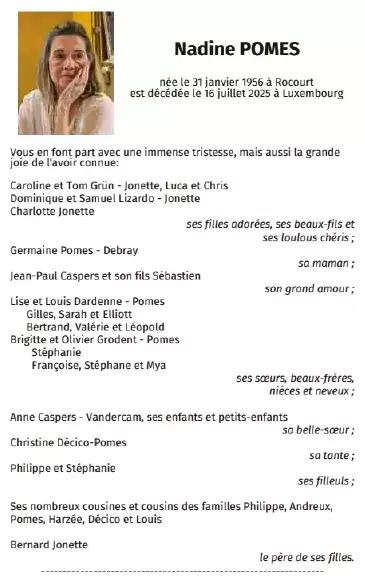 Traueranzeige für Nadine Pomes