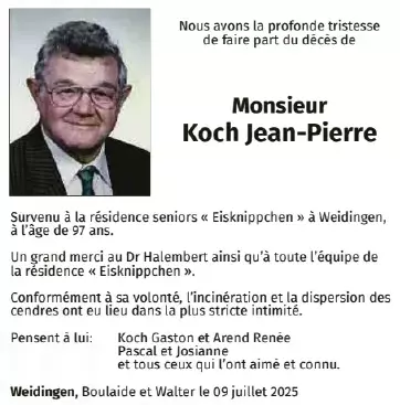 Traueranzeige für Jean-Pierre Koch