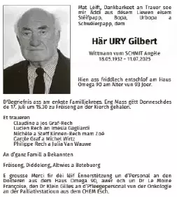 Traueranzeige für Gilbert Ury