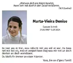 Traueranzeige für Denise Marta-Vieira