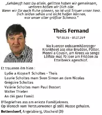 Traueranzeige für Fernand Theis