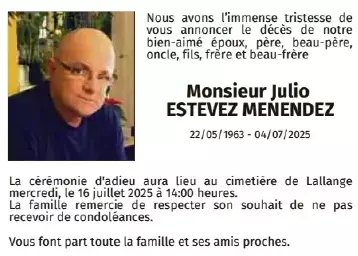 Traueranzeige für Julio Estevez Menendez