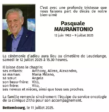 Traueranzeige für Pasquale Maurantonio