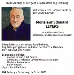 Traueranzeige für Edouard Leyers