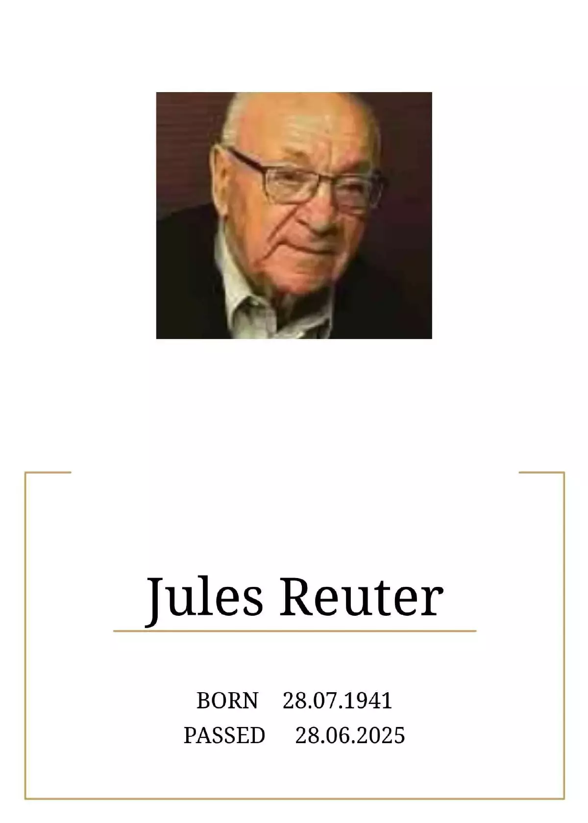 Traueranzeige für Jules Reuter