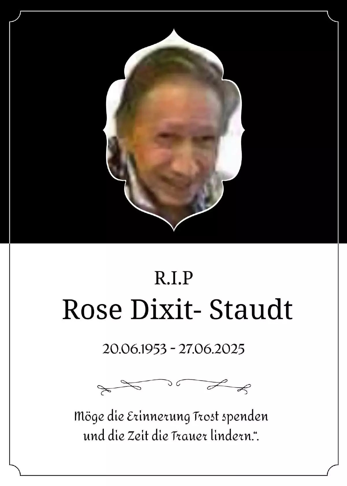 Traueranzeige für Rose Dixti-Staudt
