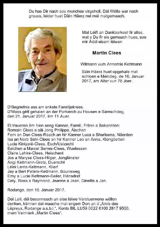 Traueranzeige für Martin Clees