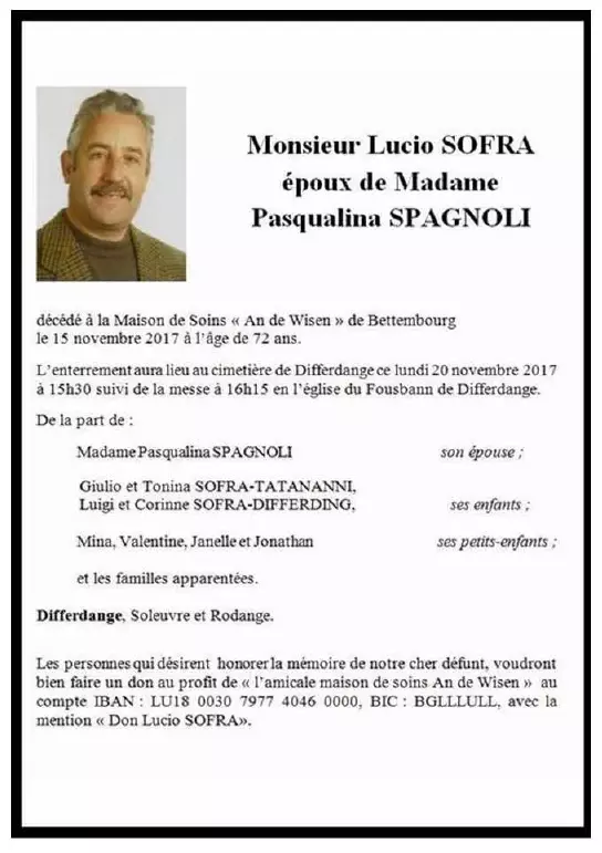 Traueranzeige für Lucio SOFRA