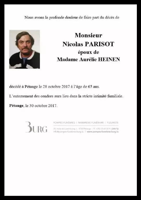 Traueranzeige für Nicolas PARISOT