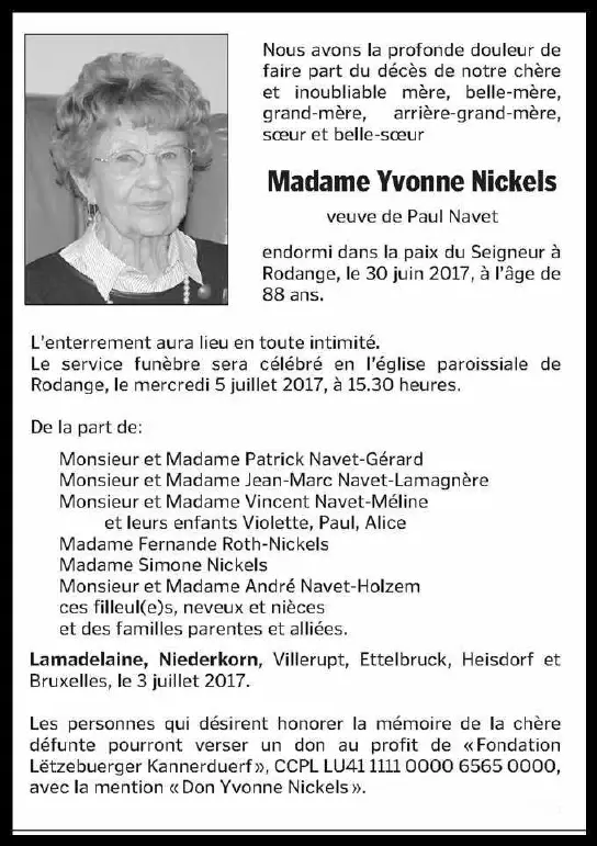 Traueranzeige für Yvonne Nickels