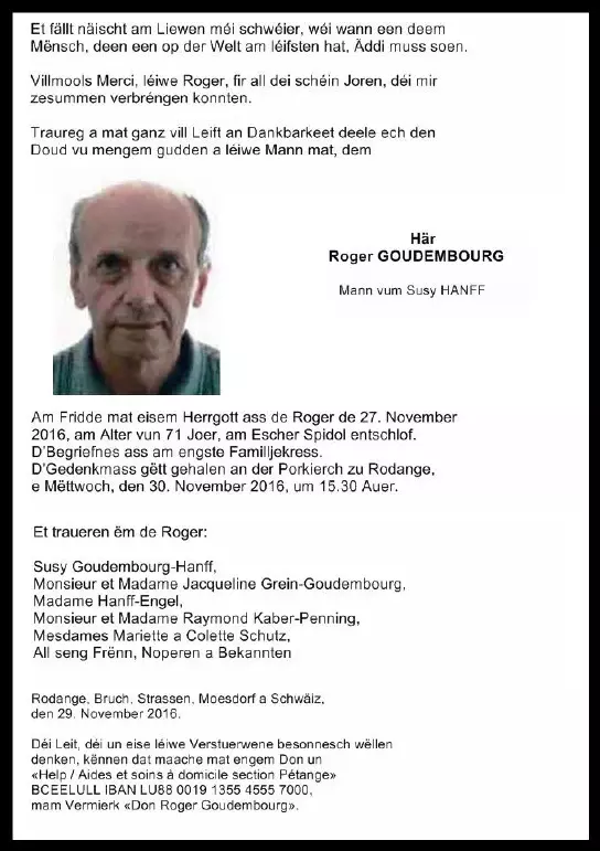 Traueranzeige für Roger GOUDEMBOURG