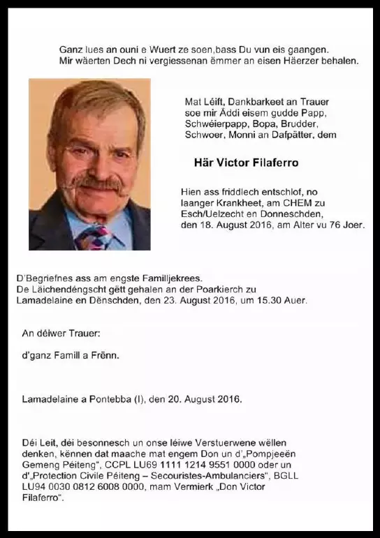 Traueranzeige für Victor Filaferro