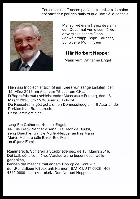 Traueranzeige für Norbert Nepper