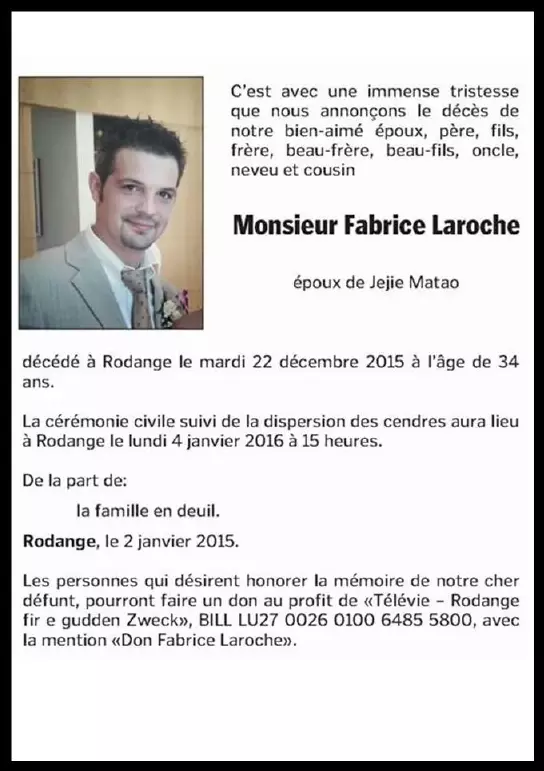 Traueranzeige für Fabrice Laroche