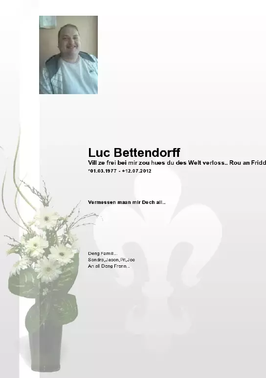 Traueranzeige für Luc Bettendorff
