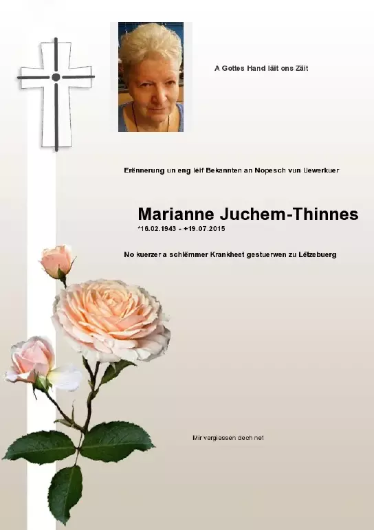 Traueranzeige für Marianne Juchem-Thinnes
