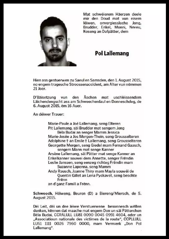 Traueranzeige für Pol Lallemang