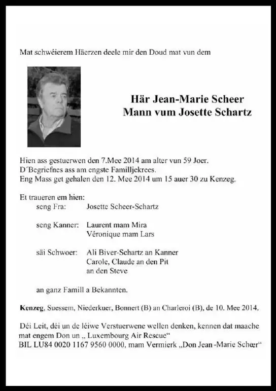 Traueranzeige für Jean-Marie Scheer
