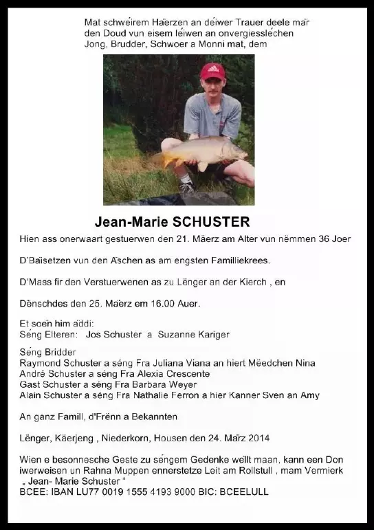 Traueranzeige für Jean-Marie SCHUSTER