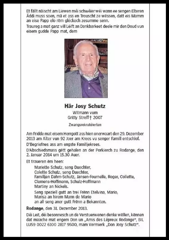 Traueranzeige für Josy Schutz