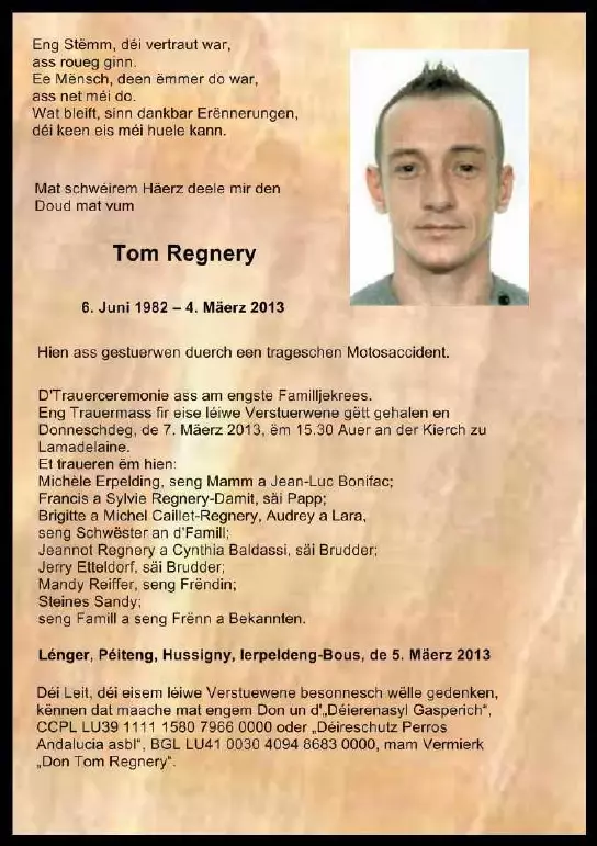 Traueranzeige für Tom Regnery