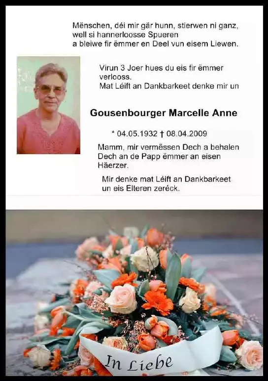 Traueranzeige für Marcelle Anne Gousenbourger