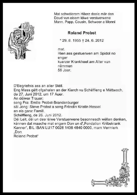 Traueranzeige für Roland Probst