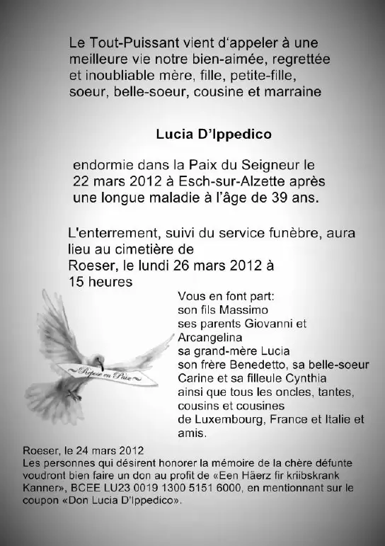 Traueranzeige für Lucia D´Ippedico