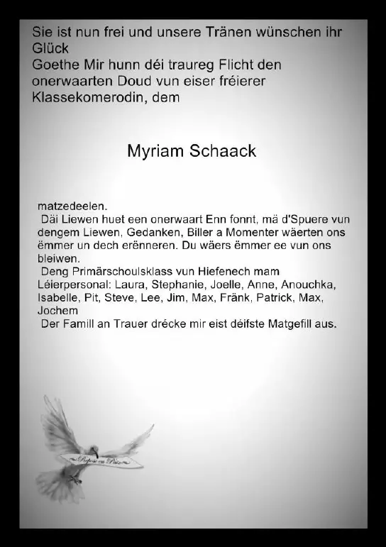 Traueranzeige für Myriam Schaack