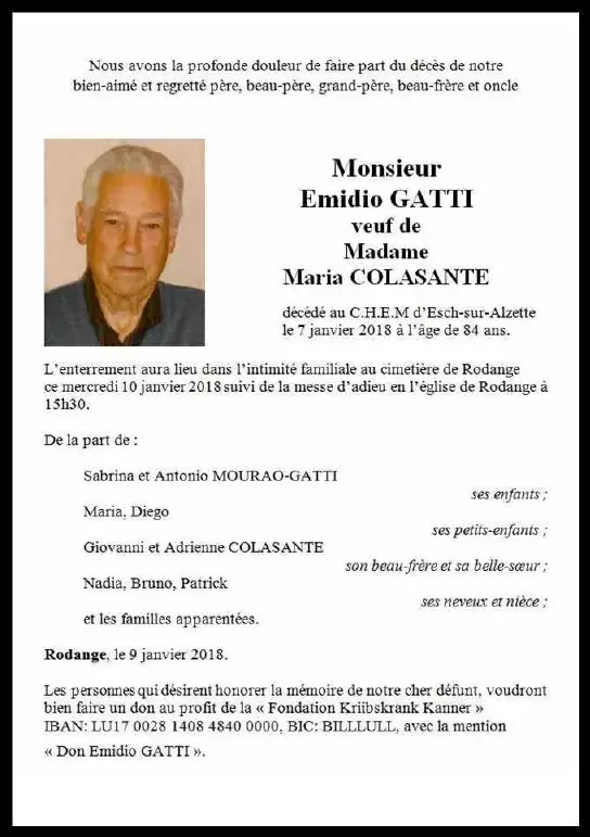 Traueranzeige für Emidio GATTI