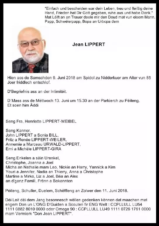 Traueranzeige für Jean LIPPERT