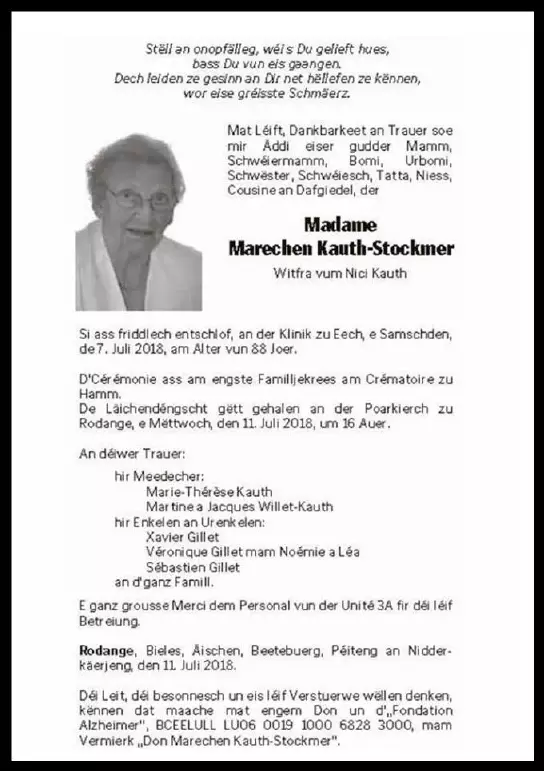 Traueranzeige für Marechen Kauth-Stockmer