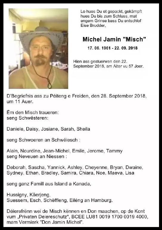 Traueranzeige für Michel Jamin "Misch"