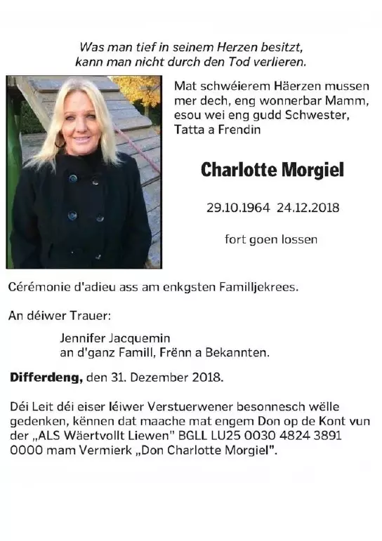 Traueranzeige für Charlotte Morgiel