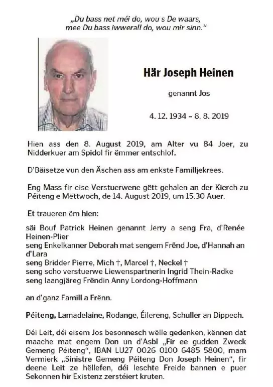 Traueranzeige für Joseph Heinen