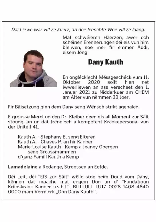 Traueranzeige für Dany Kauth