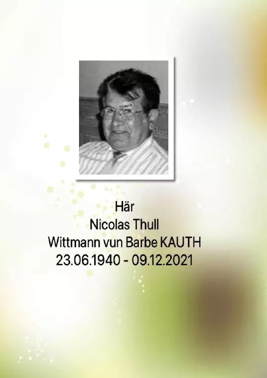 Traueranzeige für Nicolas Thull