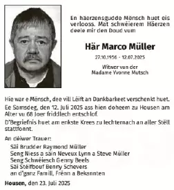 Traueranzeige für Marco Müller