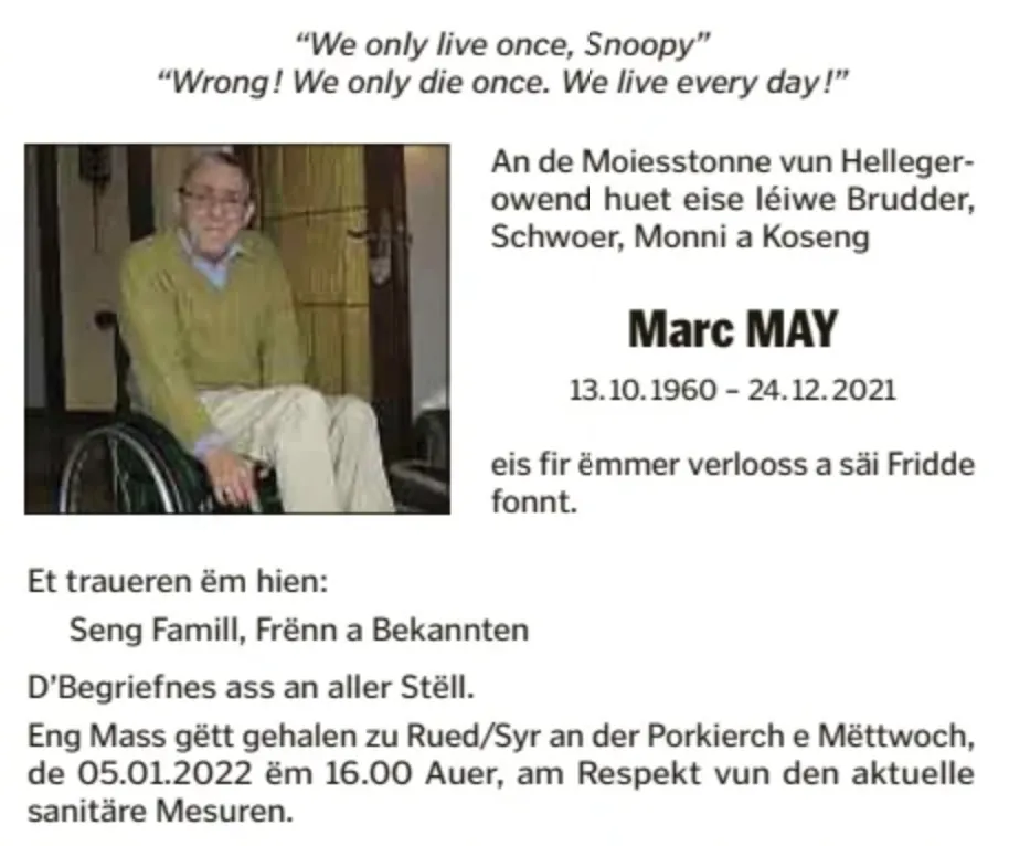 Traueranzeige für Marc May