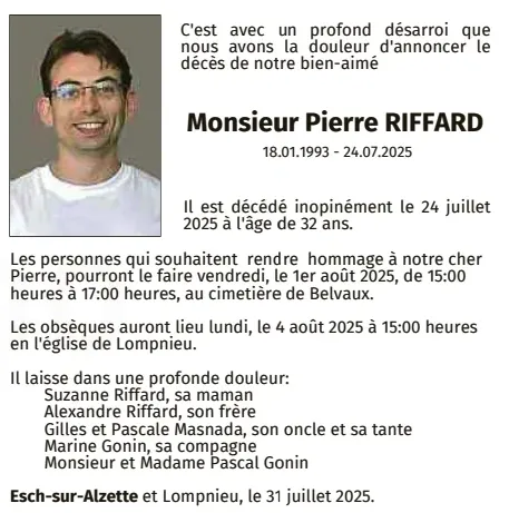 Traueranzeige für Pierre Riffard