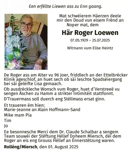 Traueranzeige für Roger Loewen