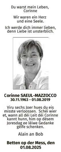 Traueranzeige für Corinne Saeul-Mazzocco