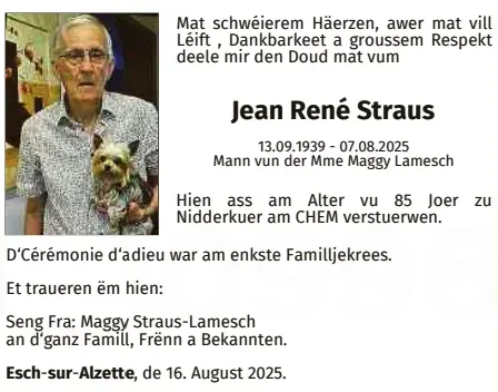Traueranzeige für René Straus