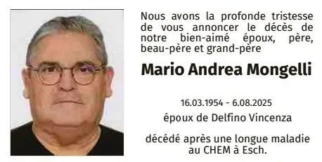 Traueranzeige für Mario Andrea Mongelli