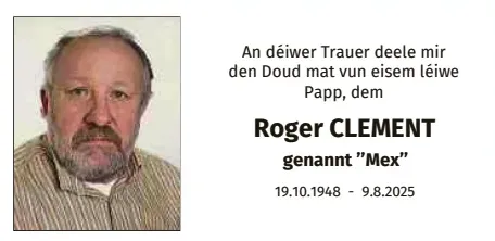 Traueranzeige für Roger Clement