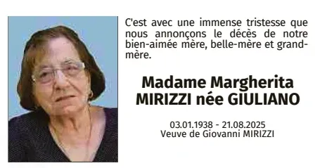 Traueranzeige für Margherita Mirizzi-Giuliano